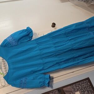 SHEIN Blue Casual Dress with Lace Detail